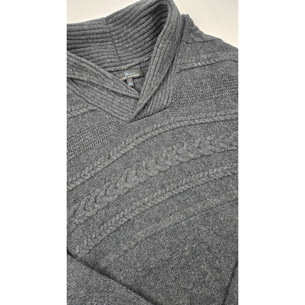 Marc Anthony Shawl Collar Cable Knit Wool‎ Blend Sweater Dark Gray Men's Size L